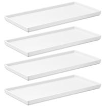 Kit 4 Pratos Retangulares Branco Servir Petiscos 27x13cm Comidas Japonesa Bandejas Decorativa Uno Coza Plástica Kit 4 Pratos Retangulares Branco Servir Petiscos 27x13cm Comidas Japonesa Bandejas Decorativa Uno Coza Plástica