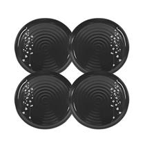 Kit 4 Pratos Sobremesa Linha Sakura Preto 19cm Melamina Perfeito para Mesa Moderna e Criativa