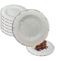 Kit 4 Pratos Sobremesa Melamina 21cm Não Quebra e Não Risca Durável Piscina Modelo Cream Restaurante Buffet Casa