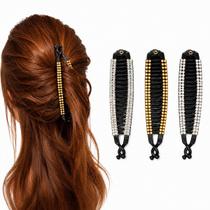 kit 4 Prendedor de cabelo banana com Strass brilhoso 15cm