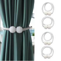 Kit 4 Prendedores De Cortina Magnético Presilhas Enfeite BRANCO
