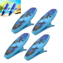 Kit 4 Prendedores De Toalha Modelo Prancha Surf Clip Azul Para Cadeira De Praia Varal - AMZ