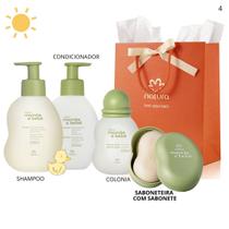 KIT 4 Presente Colônia Shampoo Condicionador SABONETEIRA Mamãe Bebê Natura
