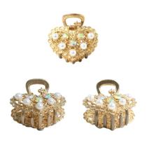 Kit 4 Presilhas Douradas com Pérolas e Strass Luxo elegante