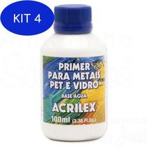 Kit 4 Primer para Metais, Pet e Vidro 100 ml Acrilex