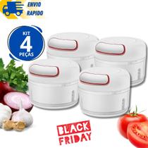 Kit 4 Processador de Alimentos Legumes 170ML Lâmina em Inox Cortador Fatiador Alho Kit 4 Processador de Alimentos Legumes 170ML Lâmina em Inox Cortador Fatiador Alho