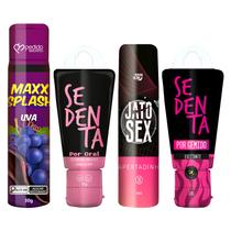 Kit 4 Produtos Para Casal Gel Deslizante Beijável, Excitante Feminino e Gel Adstringente Kit 4 Produtos Para Casal Gel Deslizante Beijável, Excitante Feminino e Gel Adstringente
