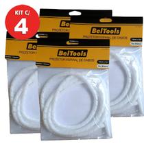 Kit 4 Protetor Cabos Espiral 12mm X 2 Metros Branco Beltools