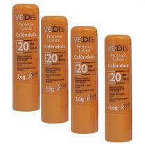 Kit 4 Protetor Labial Calêndula Fps 20 Uvb + Uva - Vedis