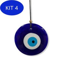 Kit 4 Protetor Parede Olho Grego Azul 10 Cm Em Murano - Bialluz Presentes