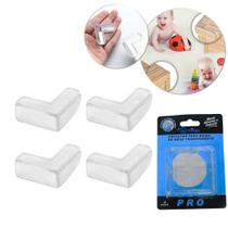 Kit 4 Protetor Quina Móveis Canto Silicone Com Adesivo Cola P Mesa Vidro Madeira P/ Bebê Criança