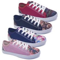 Kit 4 Prs Tênis Feminino Love Casual Confort Estampado K124 Kit 4 Prs Tênis Feminino Love Casual Confort Estampado K124