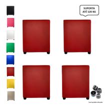 Kit 4 puff quadrado banqueta cubo