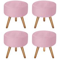 Kit 4 Puffs Bali Decorativo Suede Rosa Bebê - Navega Móveis Kit 4 Puffs Bali Decorativo Suede Rosa Bebê - Navega Móveis