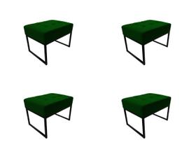 Kit 4 Puffs Base Aluminio Tommy Sued Grafite - Kimi Design