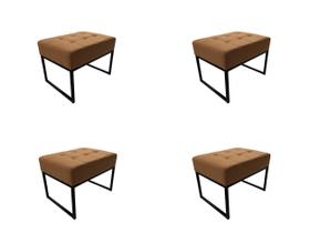 Kit 4 Puffs Base Aluminio Tommy Veludo Grafite - Kimi Design