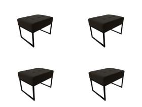 Kit 4 Puffs Base Aluminio Tommy Veludo Rosa - Kimi Design