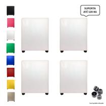 Kit 4 Puffs Quadrado Banqueta Decorativo Cubo Banquinho Sala