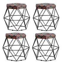 Kit 4 Puffs Vanessa decorativos aramado Preto - Assento Mandala