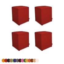 Kit 4 Pufs Puff Banqueta Cubo Quadrado Decorativo Casa/Quarto