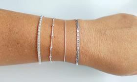 Kit 4 Pulseiras Femininas Pipoca Bolinha Rabo de Rato E Piastrine De Prata 925