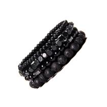 Kit 4 Pulseiras Pedras Naturais Bolinhas Onix com Hematita e Lava Vulcânica Kit 4 Pulseiras Pedras Naturais Bolinhas Onix com Hematita e Lava Vulcânica