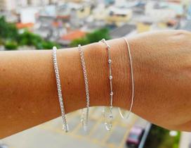 Kit 4 Pulseiras Pipoca Portuguesa Bola Rabo Rato Prata 925