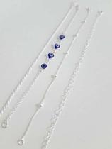 Kit 4 Pulseiras Prata 925