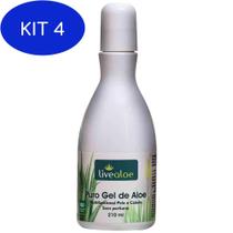 Kit 4 Puro Gel de Aloe Vera Natural e Vegano Livealoe 210 ml