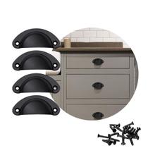 Kit 4 Puxador Concha Para Móveis Gavetas Armário Preto Fosco Kit 4 Puxador Concha Para Móveis Gavetas Armário Preto Fosco