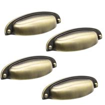 Kit 4 Puxador Concha Paris Antique Brilhante Para Gaveta - RENNA Kit 4 Puxador Concha Paris Antique Brilhante Para Gaveta - RENNA