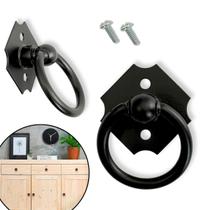 Kit 4 Puxador de Gavetas, Armário, Rustico Formato em Argola 38x38mm, Preto, em Metal Resistente Kit 4 Puxador de Gavetas, Armário, Rustico Formato em Argola 38x38mm, Preto, em Metal Resistente