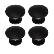 Kit 4 Puxador Ponto 31mm Preto Para Gaveta