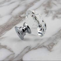 Kit 4 Puxadores Cristal 40mm Porta Gaveta Rose Gold ou Prata