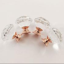 Kit 4 Puxadores Cristal 40mm Porta Gaveta Rose Gold ou Prata