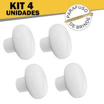 Kit 4 Puxadores Móveis Porta Gaveta Vitória Branco Luxo