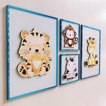 Kit 4 Quadrinhos Safari Baby Infantil Para Quarto Bebe Decoração Com Moldura em Acrílico Kit 4 Quadrinhos Safari Baby Infantil Para Quarto Bebe Decoração Com Moldura em Acrílico