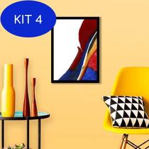 Kit 4 Quadro Decorativo Abstrato Multicolorido I 34x23cm - Quadros On-Line
