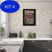 Kit 4 Quadro Decorativo Coffee Is Always A Good Idea 34x23cm