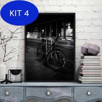 Kit 4 Quadro Decorativo Fotografia Bicicleta Pneu Furado - Quadros On-Line