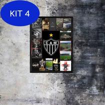 Kit 4 Quadro Decorativo Fotomontagem Clube Atlético Mineiro