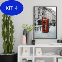 Kit 4 Quadro Decorativo Telefone Londres 34x23cm
