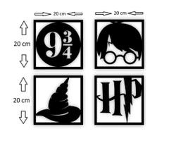 Kit 4 quadro decorativo tematico harry potter