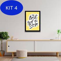 Kit 4 Quadro Decorativo The Best Is Yet To Come 34x23cm