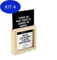 Kit 4 Quadro Mensagens Cards - Frases Famosos - Brasfoot