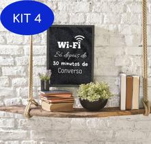 Kit 4 Quadro Wi-Fi Só Depois 30 Minutos Conversa 34X23Cm
