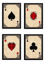 Kit 4 Quadros A4 Baralho Poker Jogo De Cartas As