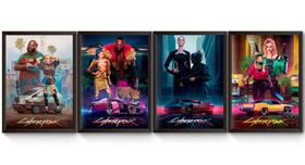 Kit 4 Quadros A4 Cyberpunk 2077 Poster Moldurado Kit 4 Quadros A4 Cyberpunk 2077 Poster Moldurado