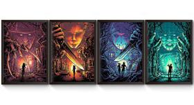 Kit 4 Quadros A4 Filmes De Terror Clássicos