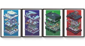 Kit 4 Quadros A4 Kit Consoles Retrô - Fanarte